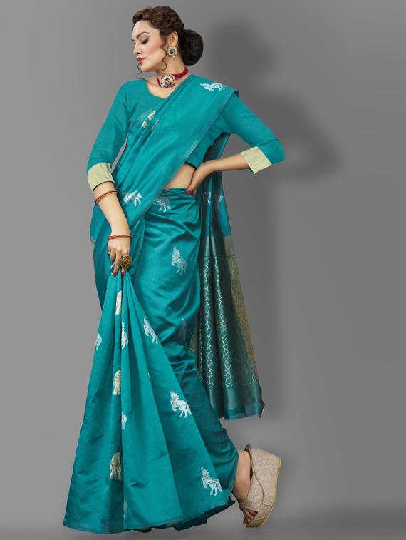 light green silk banarasi saree with blouse - 19323510 - Zoom Image - 0