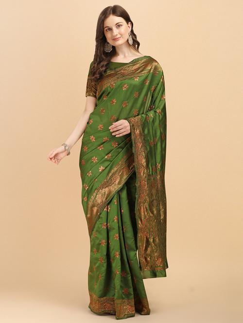 self design banarasi saree with blouse - 19323515 - Standard Image - 0