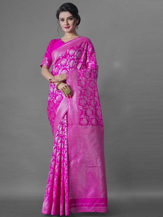 pink silk banarasi saree - 19323545 -  Zoom Image - 0
