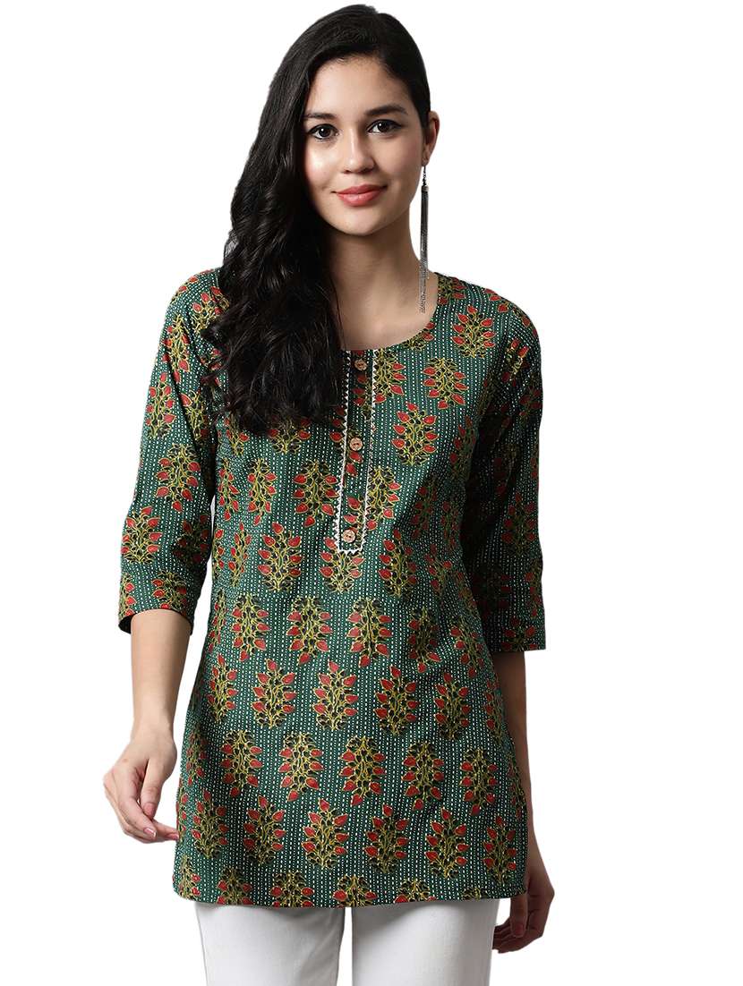 women three quarter sleeves straight kurti
