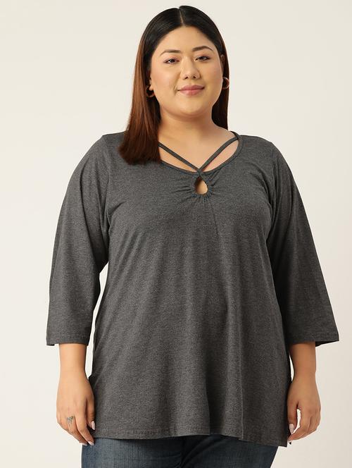 women's straight round neck top - 19326120 - Standard Image - 0