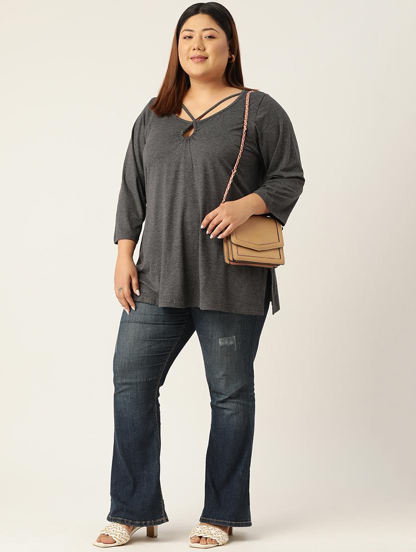 women's straight round neck top - 19326120 - Standard Image - 3
