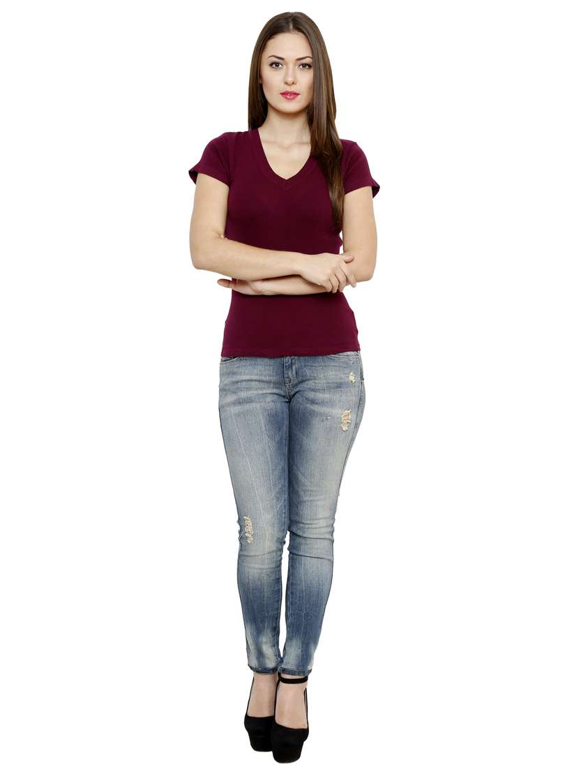 women's a line v neck top - 19326601 - Standard Image - 3