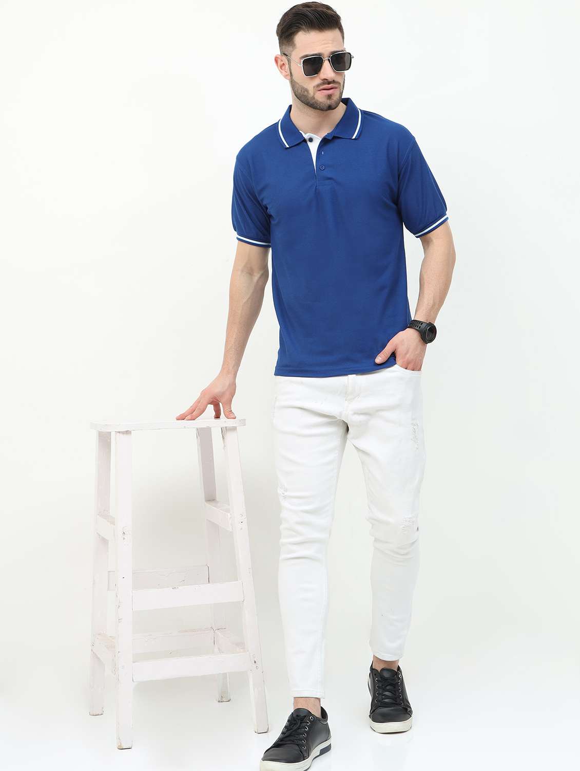solid cotton polo t-shirt - 19328631 - Standard Image - 3