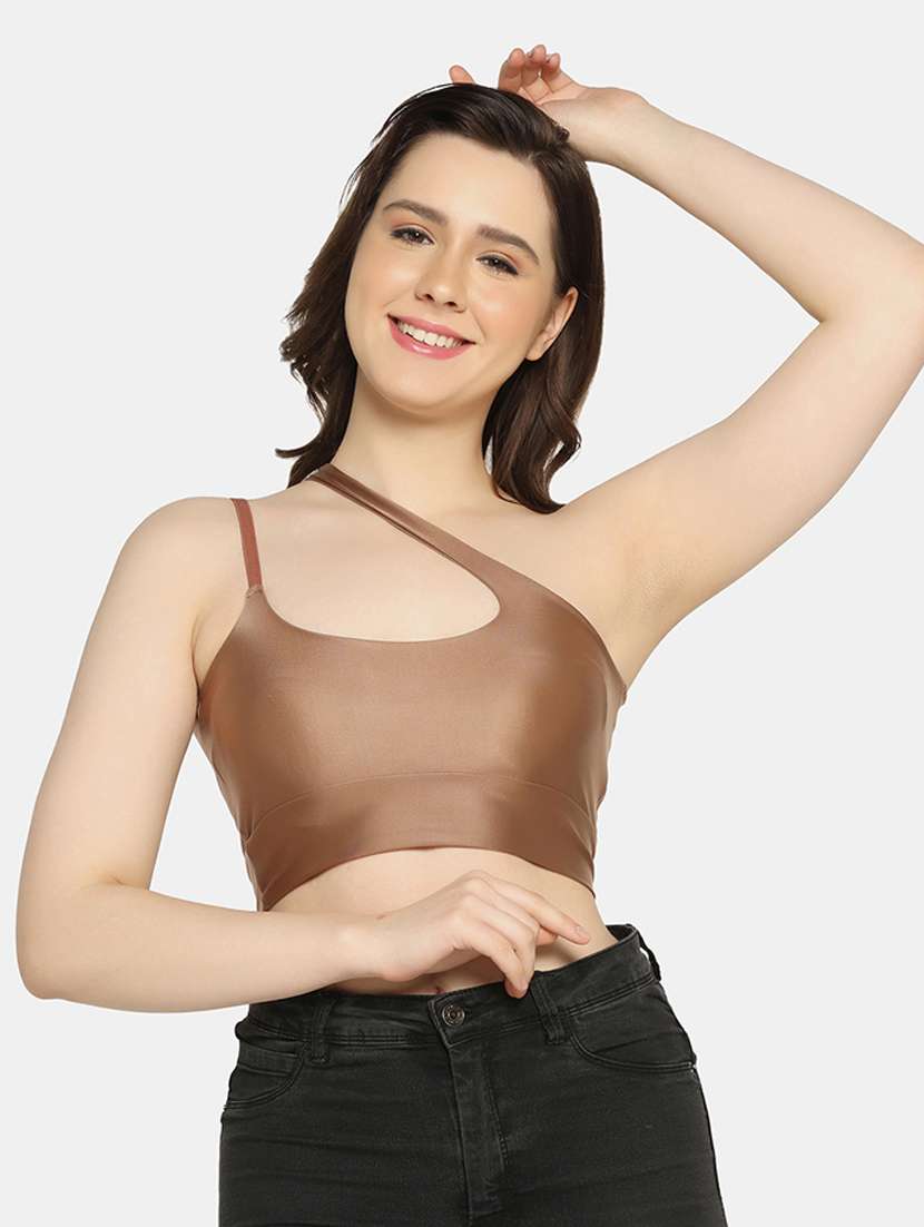 brown nylon sports bra - 19328637 - Zoom Image - 0