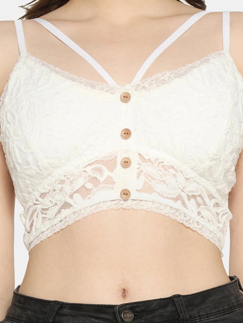 white self design bralette - 19328640 - Standard Image - 5