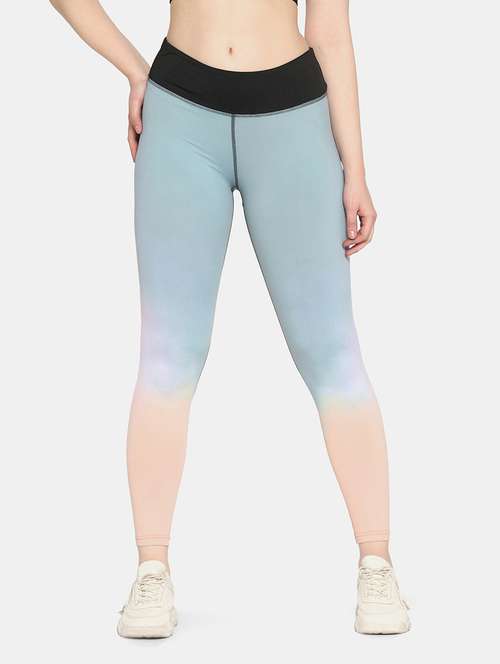 blue coloiured high rise yoga pants - 19328673 - Standard Image - 0