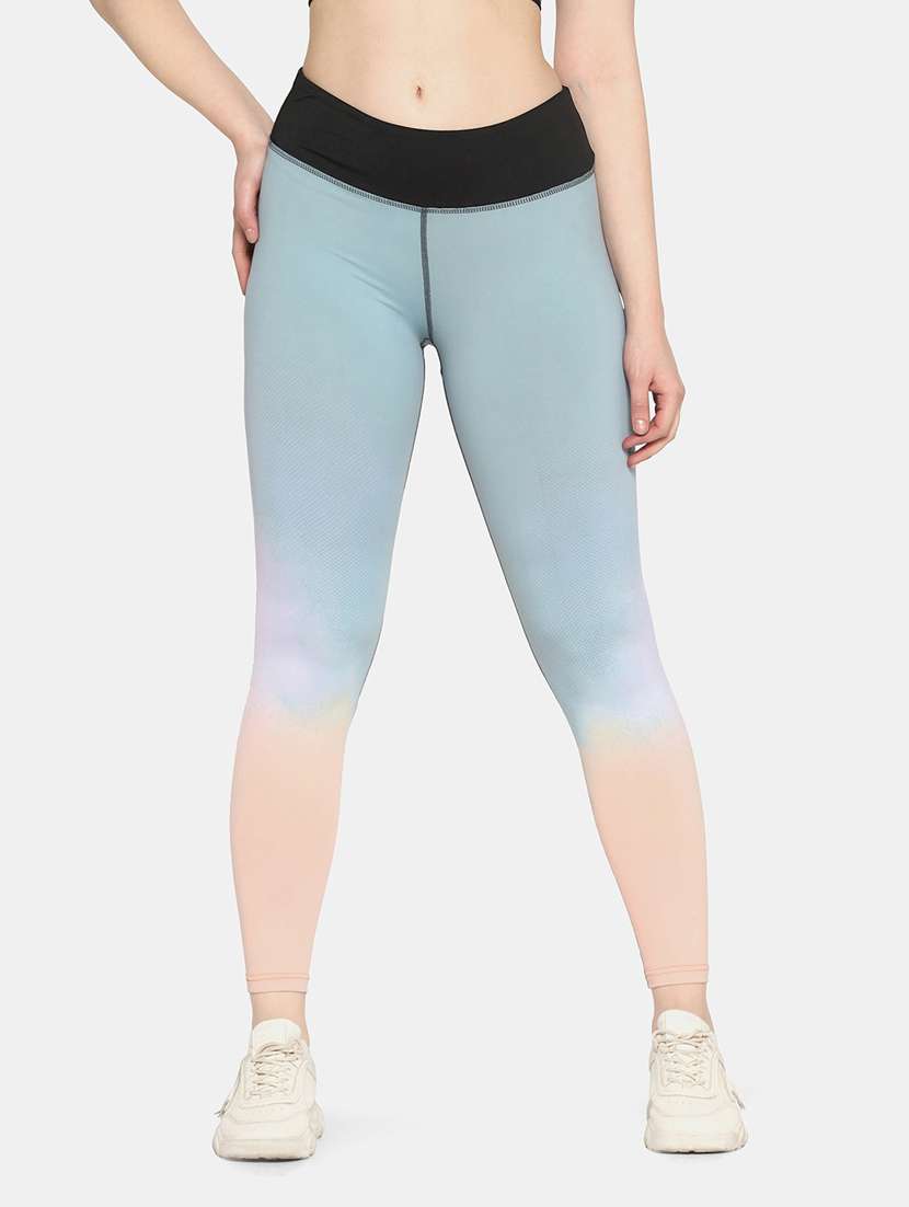 blue coloiured high rise yoga pants - 19328673 - Zoom Image - 0