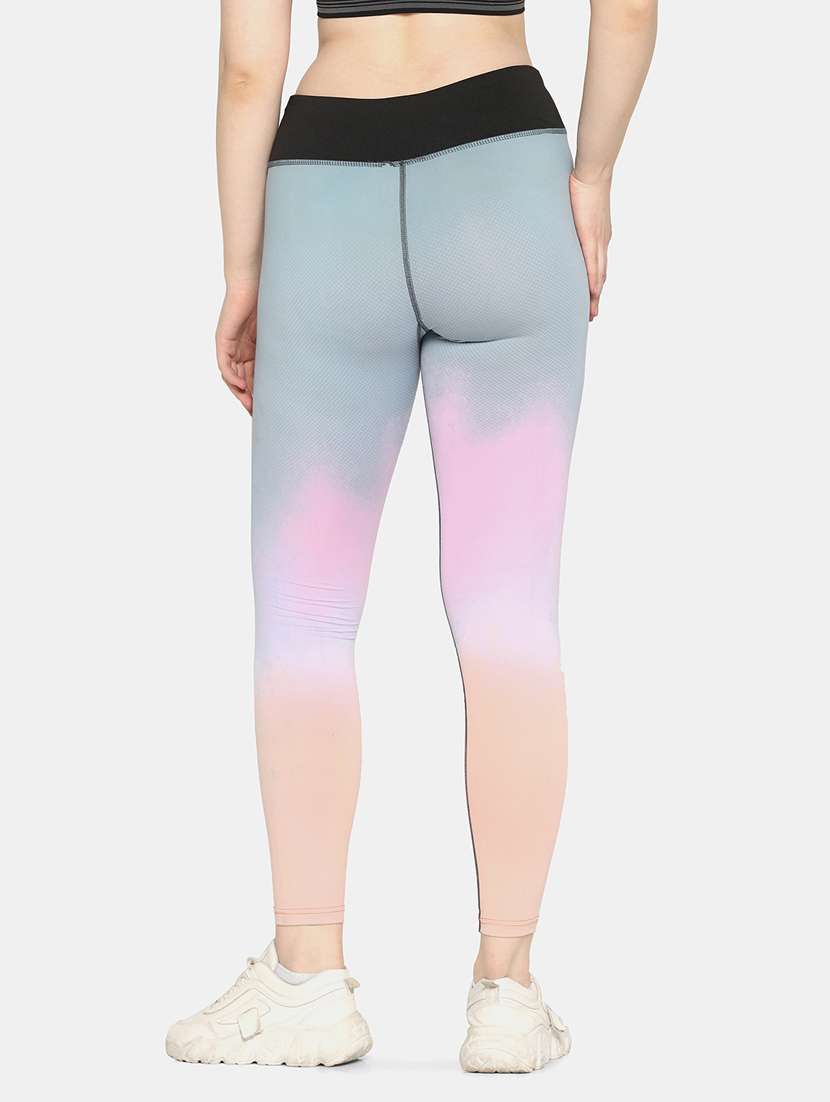 blue coloiured high rise yoga pants - 19328673 - Standard Image - 3