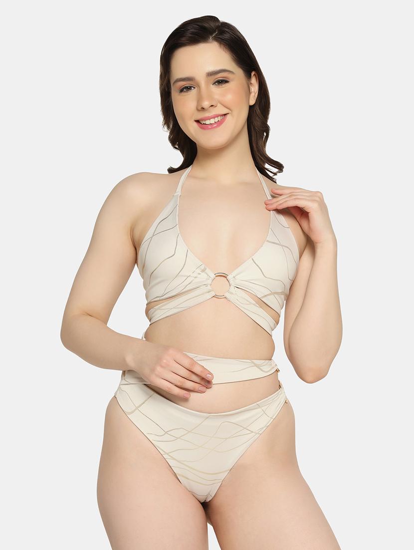 beige nylon swimsuit