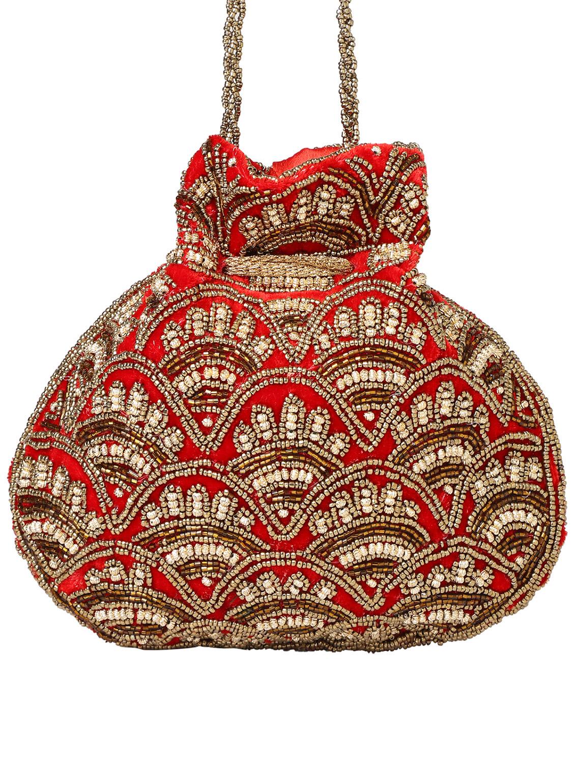 red velvet ethnic potli - 19328874 - Standard Image - 3