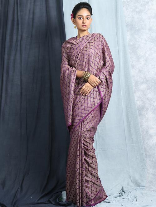 women's self design purple colored saree with blouse - 19328887 -  Standard Image - 0