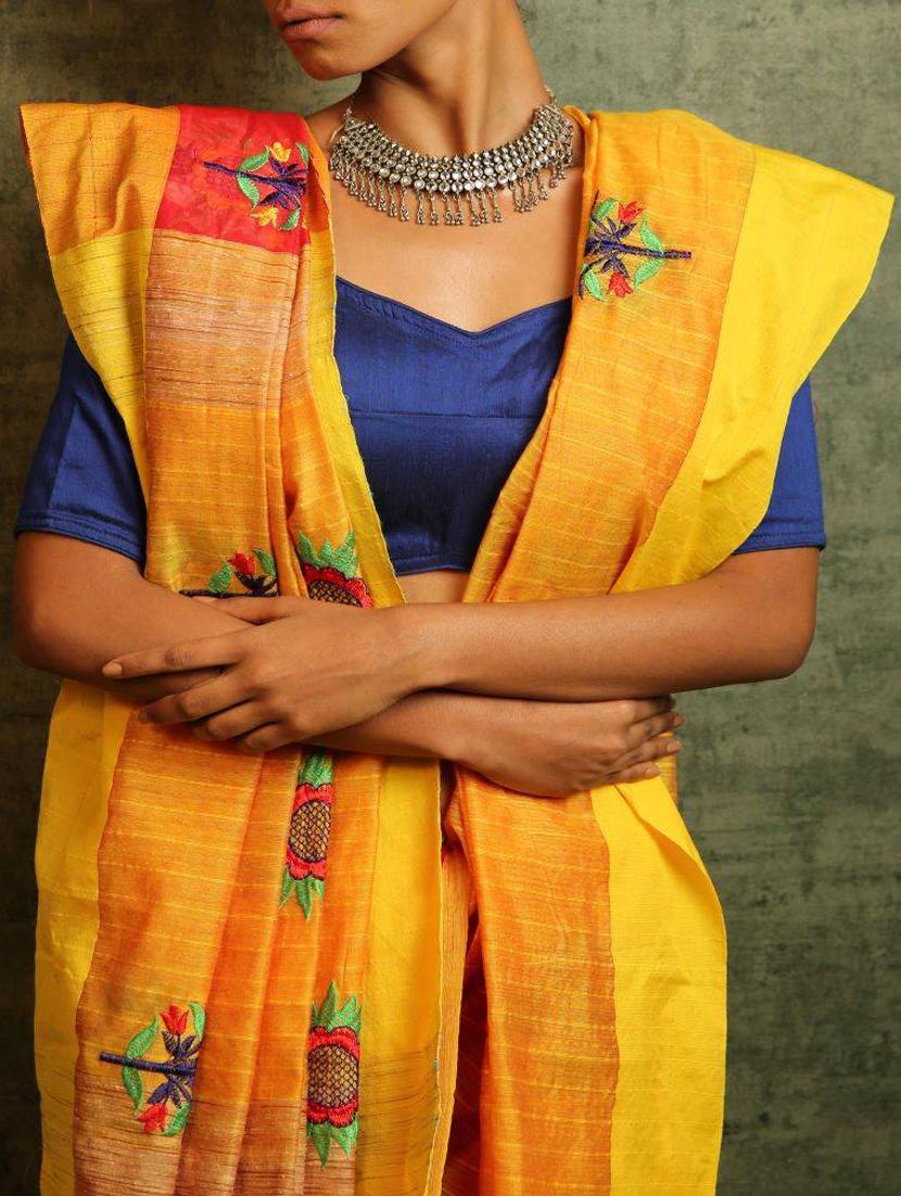 women's solid multi colored saree with blouse - 19328904 - Standard Image - 3