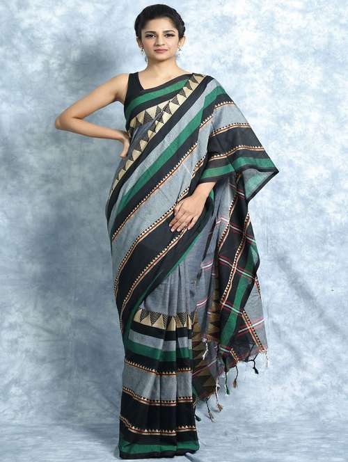 women's printed grey colored saree with blouse - 19328912 - Standard Image - 0