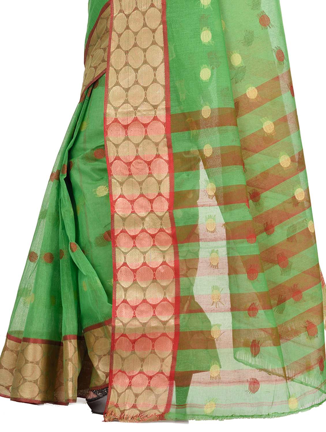 women's polka dots green colored saree - 19329182 - Standard Image - 3