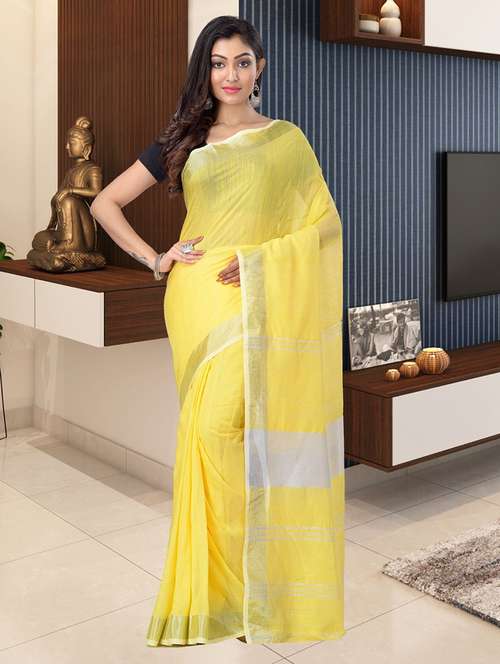 women's bordered yellow colored saree - 19329205 - Standard Image - 0