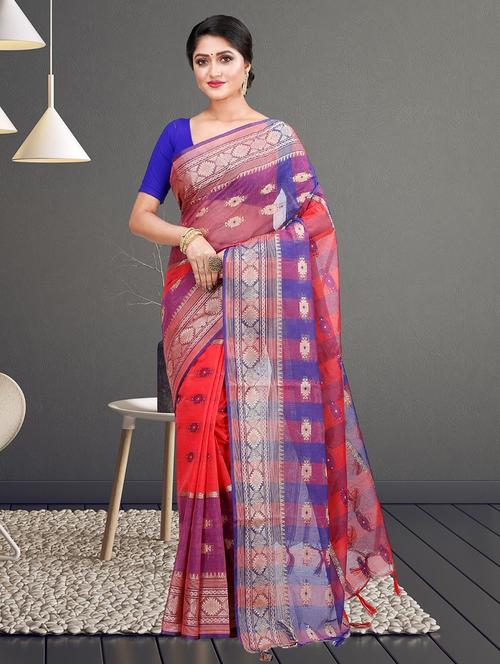 women's self design red colored saree - 19329241 - Standard Image - 0