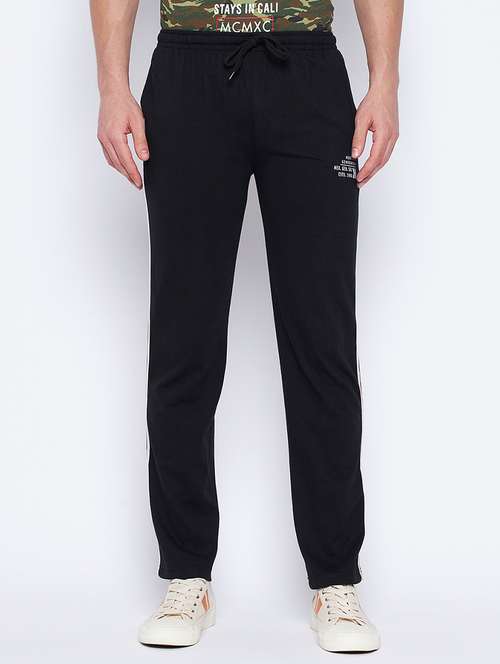black solid full length track pant - 19329808 -  Standard Image - 0
