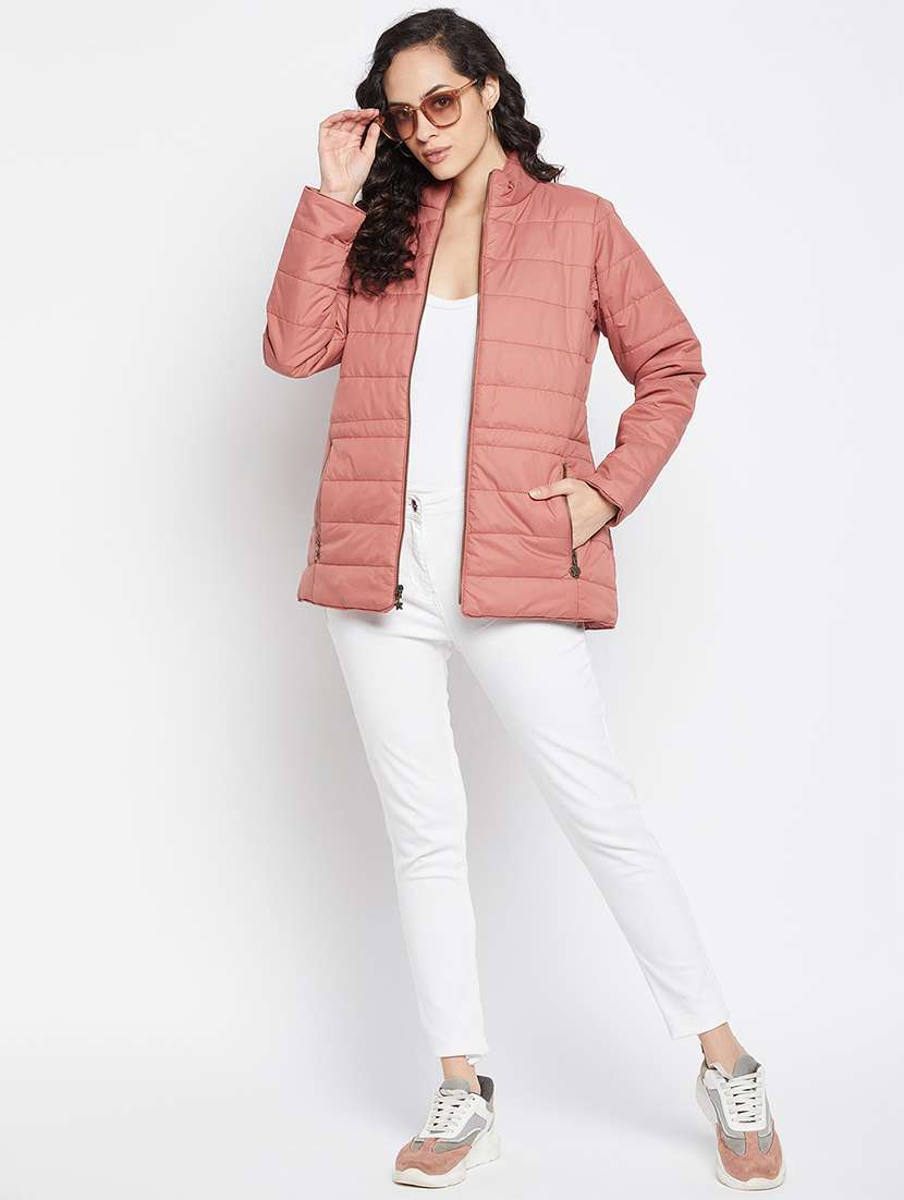 women solid long sleeve quilted jacket  - 19330500 -  Standard Image - 3