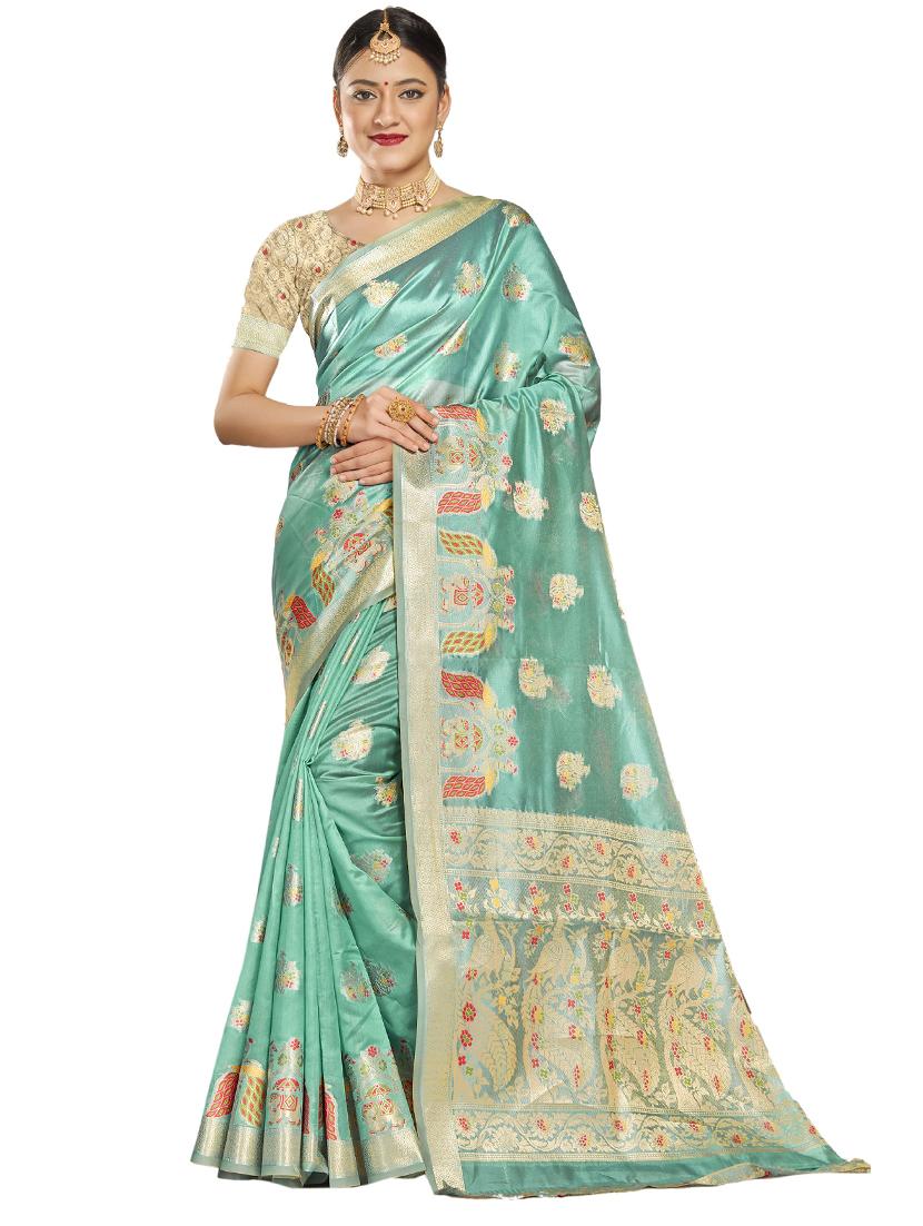 self design woven saree with blouse - 19333428 - Zoom Image - 0