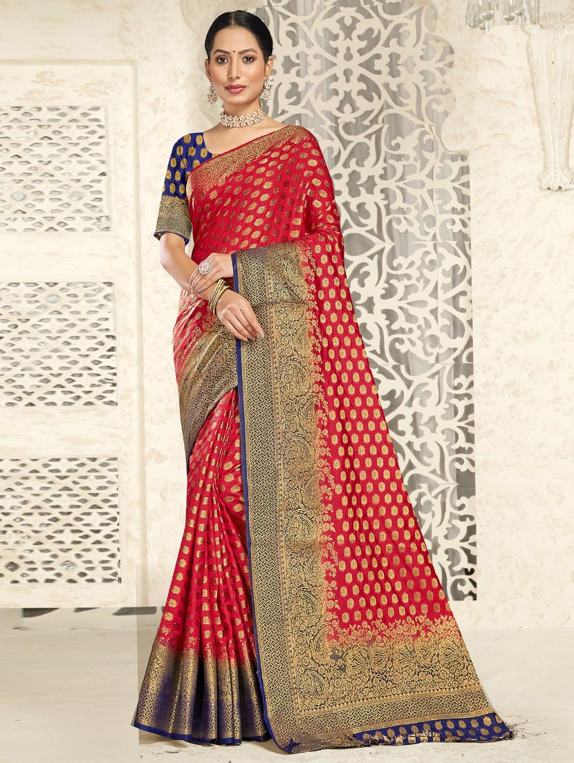 self design woven saree with blouse - 19333445 -  Zoom Image - 0