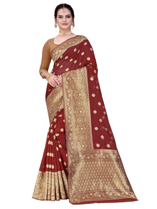 self design woven saree with blouse - 19333458 - Standard Image - 0