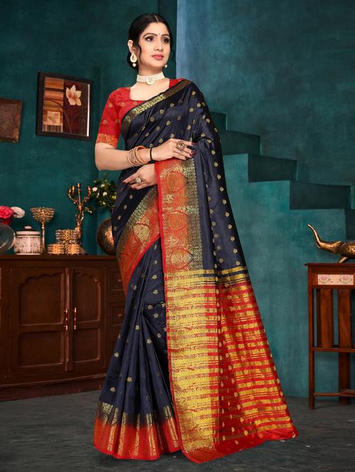 self design woven saree with blouse - 19333800 -  Standard Image - 0