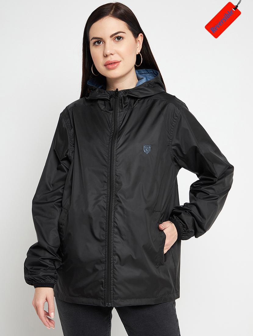 hood neck solid bomber/biker jacket - 19334987 - Zoom Image - 0