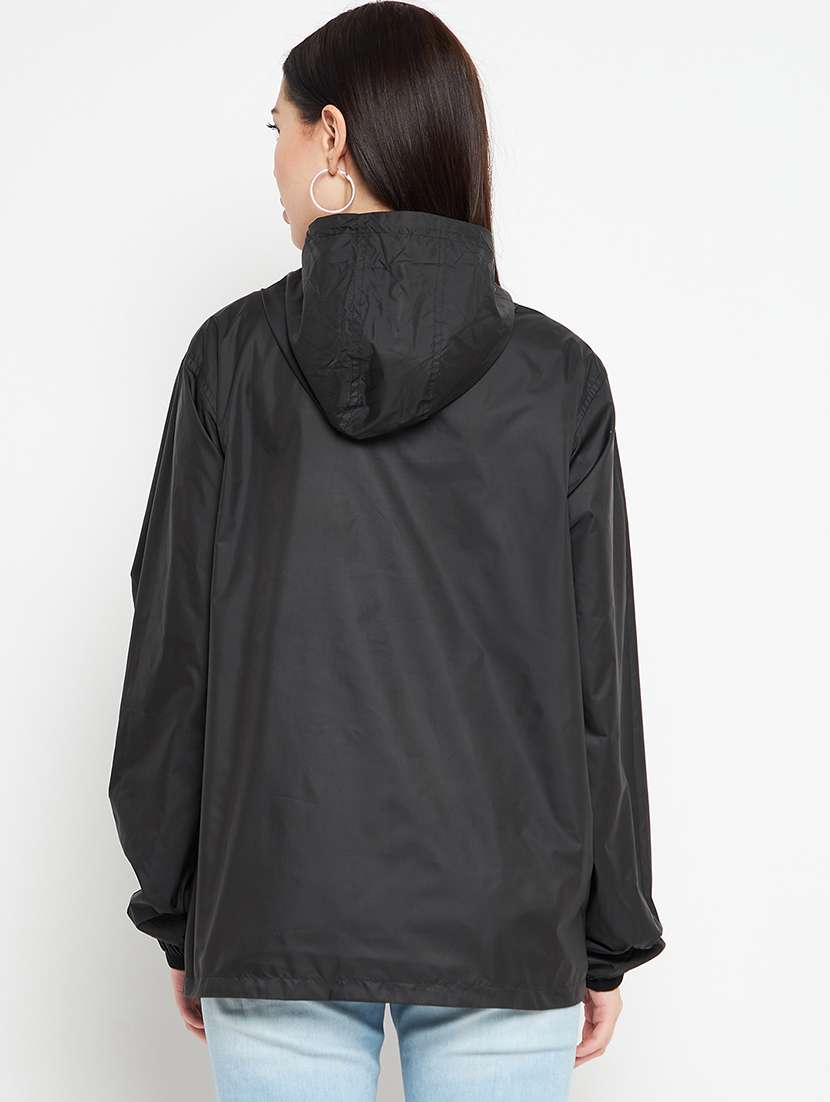 hood neck solid bomber/biker jacket - 19335004 -  Standard Image - 3