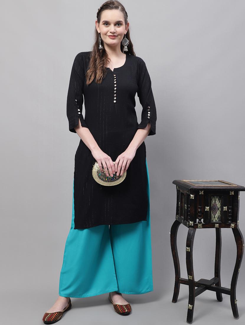 turqouise viscose flared palazzo - 19335387 - Standard Image - 3