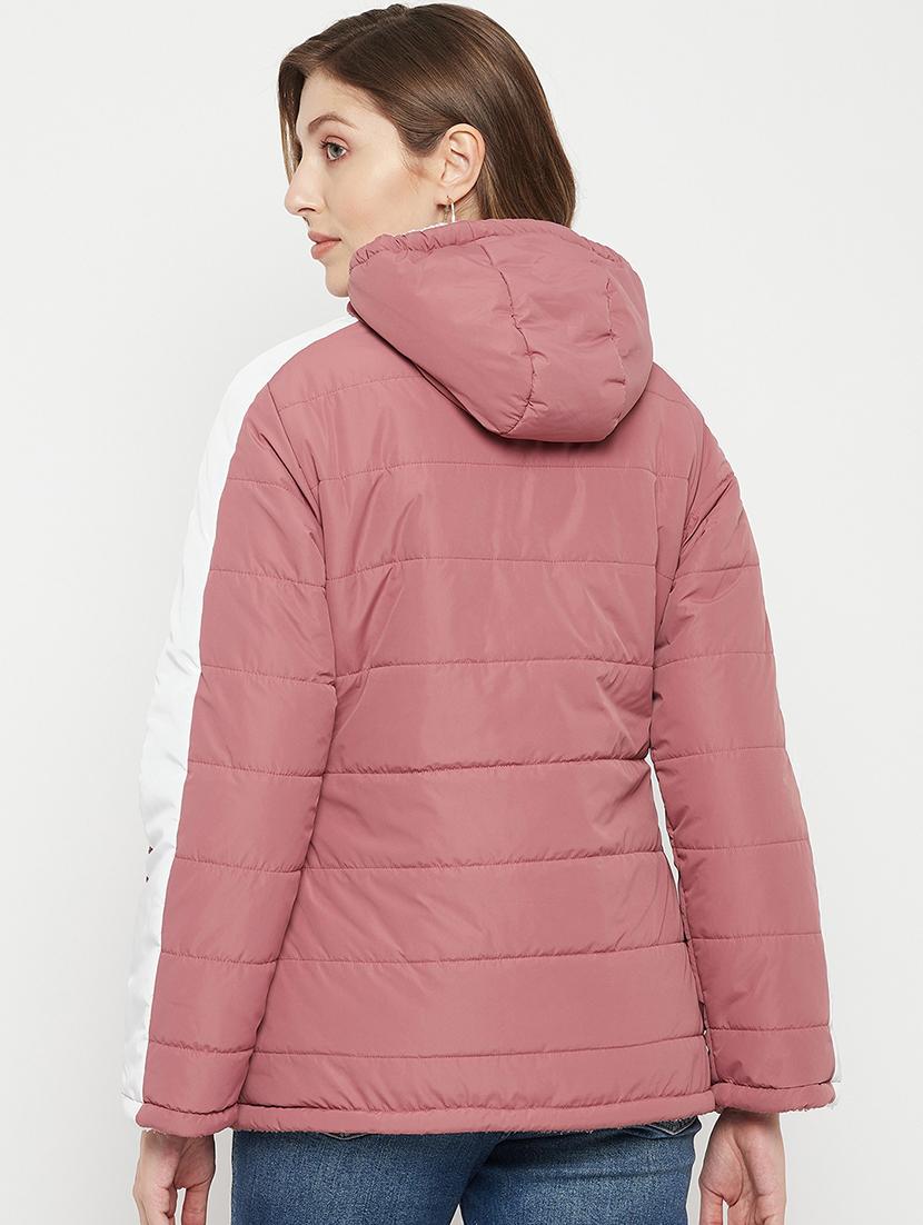 hood neck solid bomber/biker jacket - 19335511 - Standard Image - 3