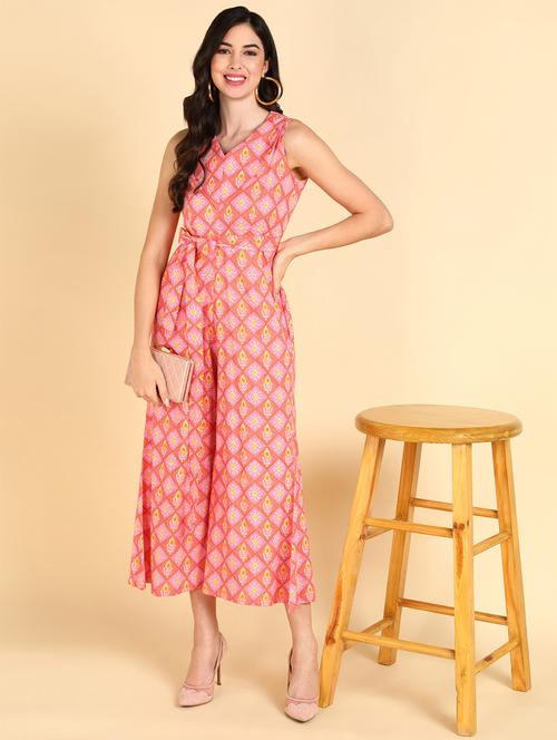 printed full leg jumpsuit - 19336366 - Standard Image - 0