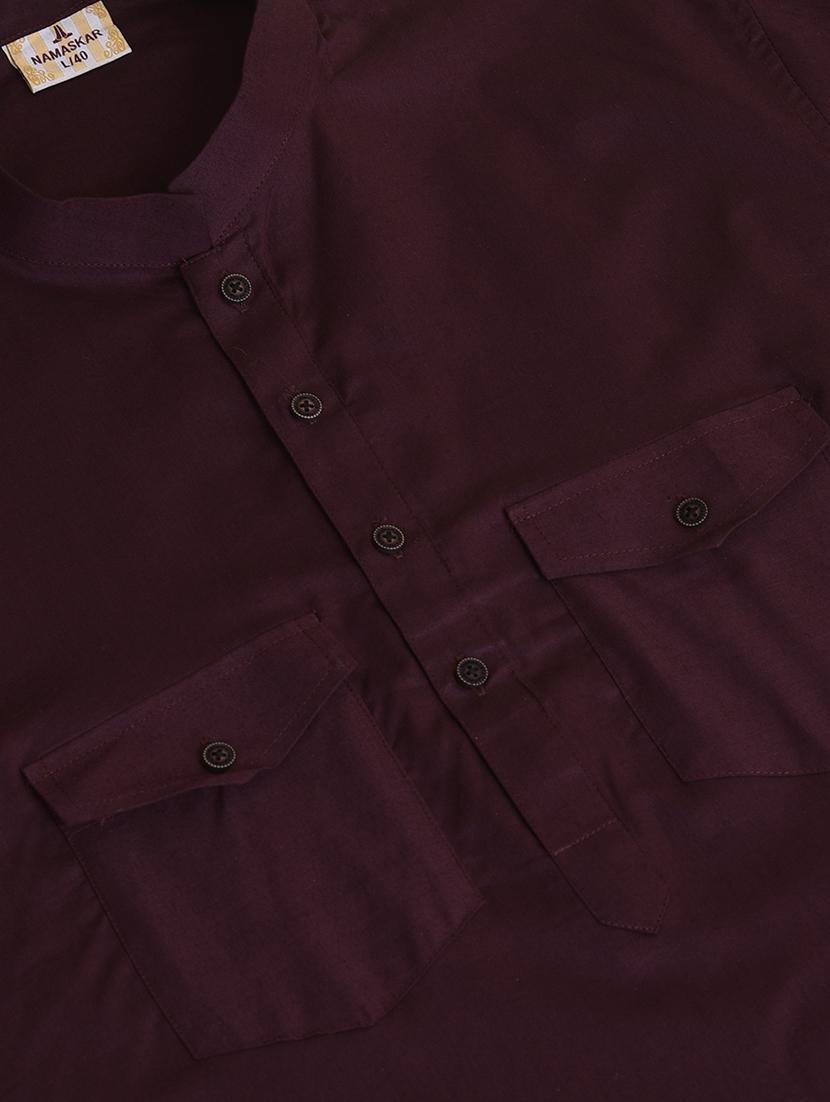 purple solid long kurta - 19336954 - Standard Image - 5