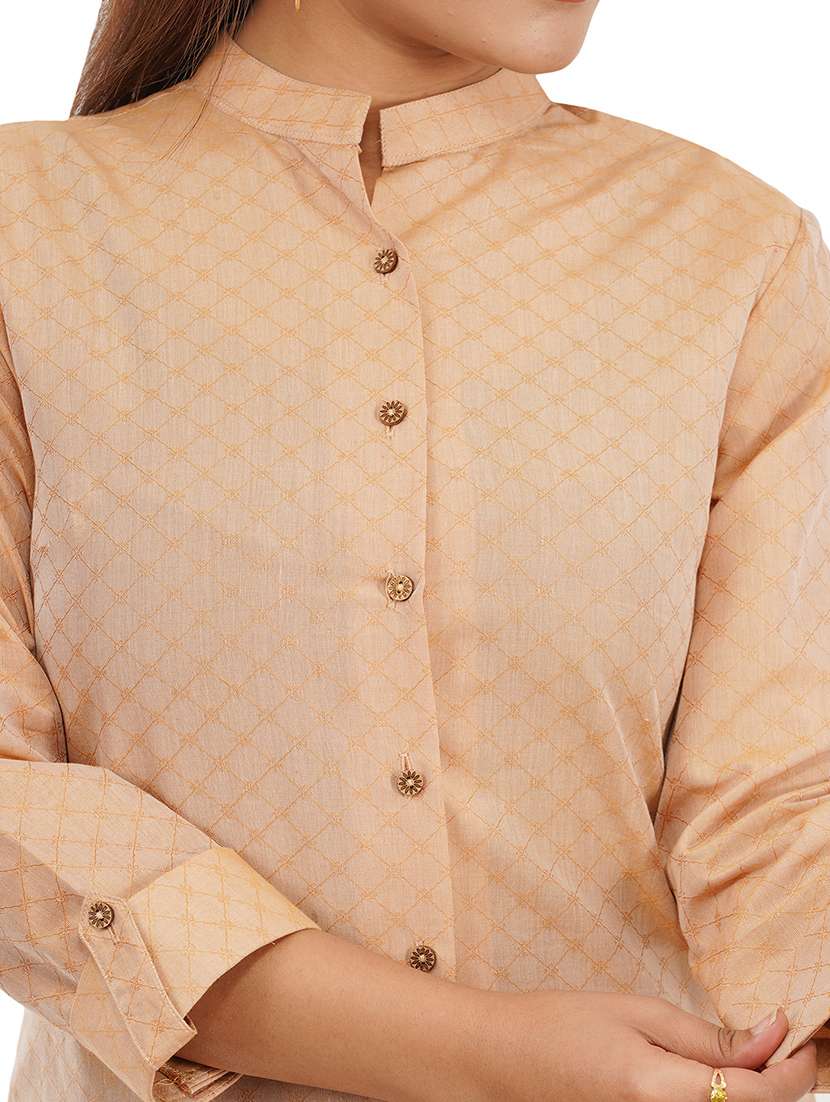 self design cotton front slit kurta - 19336979 -  Standard Image - 5