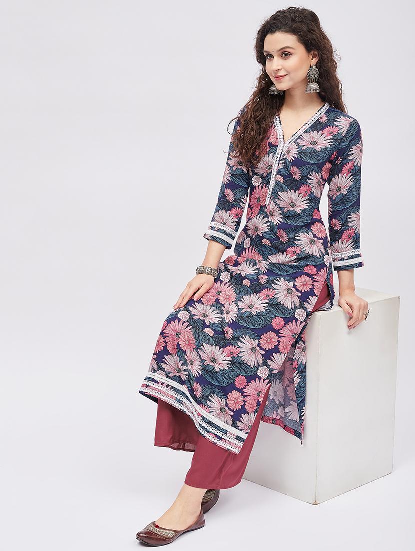 printed kurta palazzo set - 19337011 - Standard Image - 3