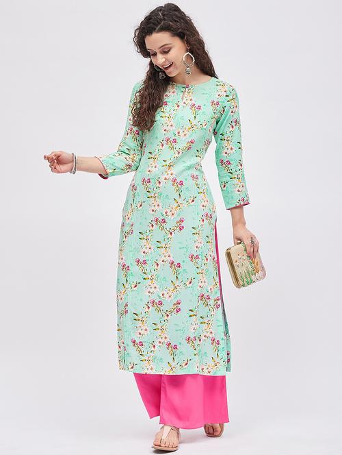 printed kurta palazzo set - 19337014 -  Standard Image - 0
