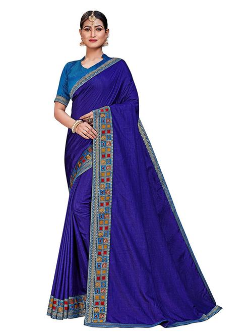lace detailed solid bordered saree - 19337215 - Standard Image - 0