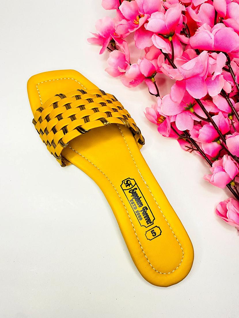 yellow slip on sandal - 19337835 - Standard Image - 3