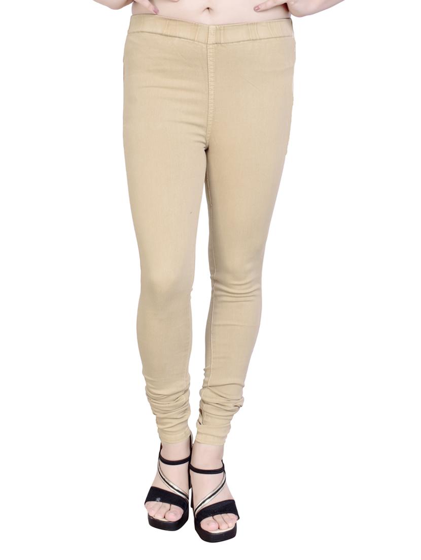 beige cotton blend jeggings - 19338646 - Zoom Image - 0
