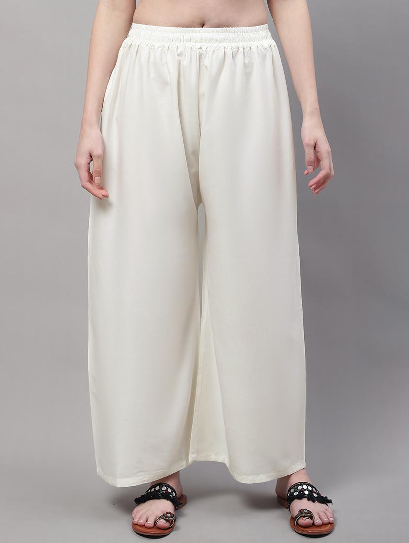 offwhite viscose flared palazzo - 19343055 - Zoom Image - 0
