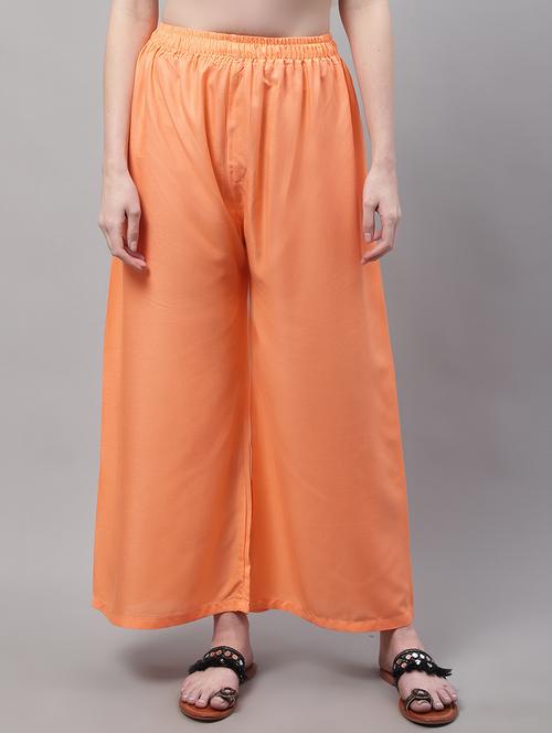 solid viscose flared palazzo - 19343057 - Standard Image - 0