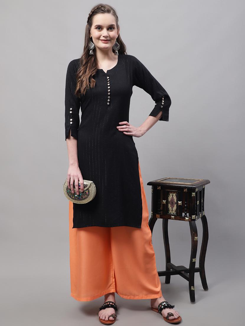 solid viscose flared palazzo - 19343057 - Standard Image - 3