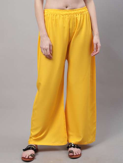 yellow viscose flared palazzo - 19343059 - Standard Image - 0