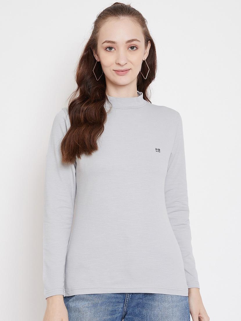 grey long sleeves regular tee - 19344327 - Zoom Image - 0
