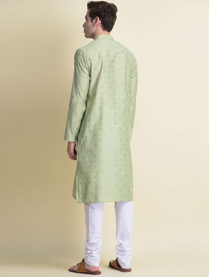 men self design kurta churidar ethnic wear set - 19344362 -  Standard Image - 3