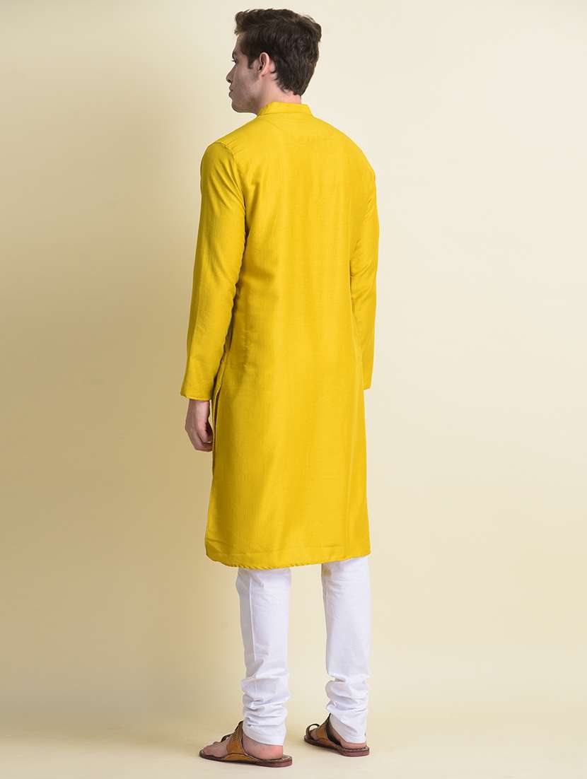 men solid kurta churidar ethnic wear set - 19344374 -  Standard Image - 3