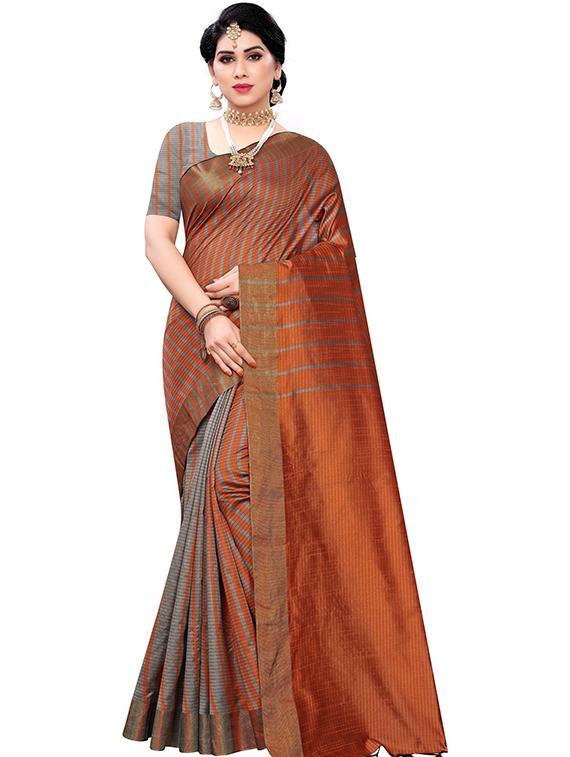 cream self design saree with blouse - 19345695 - Zoom Image - 0