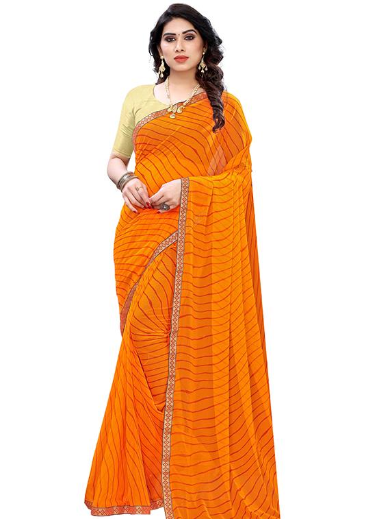 yellow stripes saree with blouse - 19345705 - Zoom Image - 0