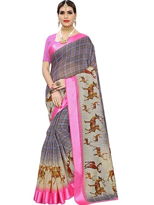 pink printed saree - 19345726 -  Standard Image - 0