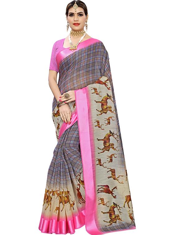 pink printed saree - 19345726 -  Zoom Image - 0